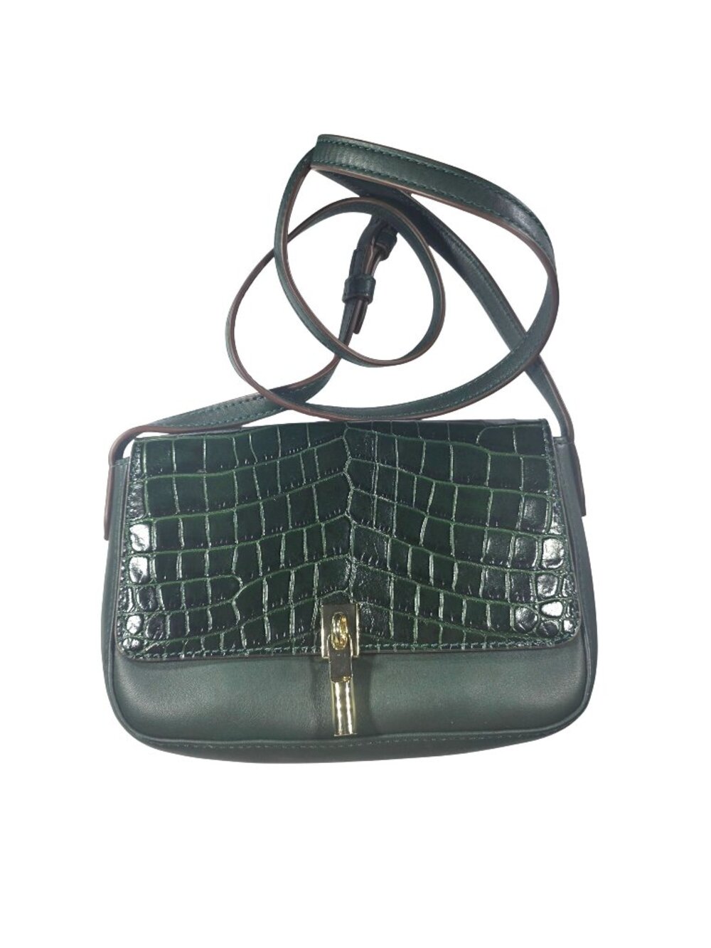 Elizabeth And James Crocodile Embossed Green Leather Crossbody Bag Cynnie Purse